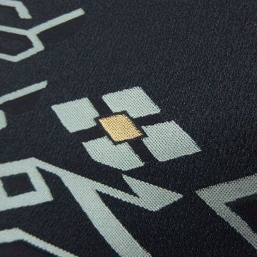 ＜リユースとヴィンテージ＞服部織物 洒落袋帯 「有栖川文様」 墨黒×灰白緑＜即日発送可＞の画像