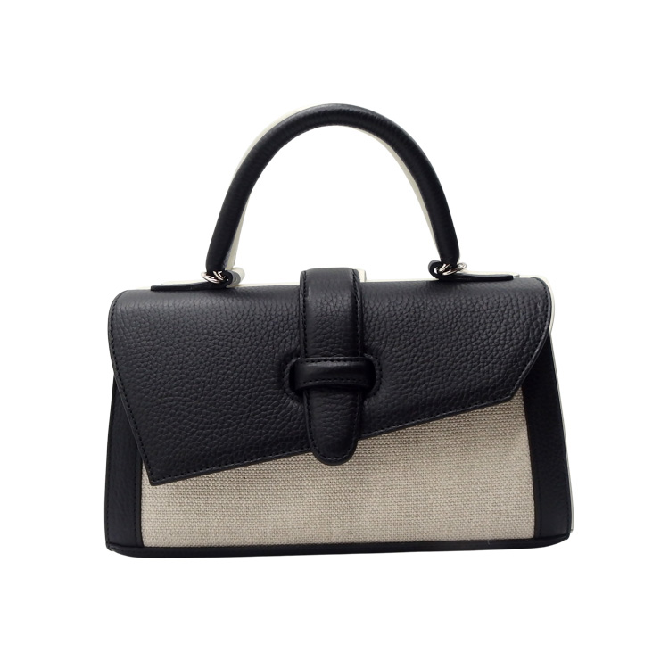 <10/31 21:00～ 発売>SHOJIFUJITA（ショウジフジタ） 「DANCER TOILE 5 横長 シュリンク / BLACK × 麻 / ECRU」 ハンドバッグの画像