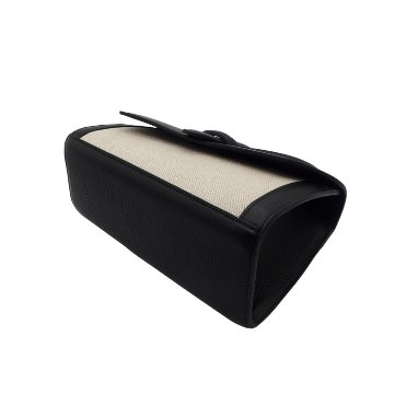 <10/31 21:00～ 発売>SHOJIFUJITA（ショウジフジタ） 「DANCER TOILE 5 横長 シュリンク / BLACK × 麻 / ECRU」 ハンドバッグの画像