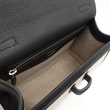 <10/31 21:00～ 発売>SHOJIFUJITA（ショウジフジタ） 「DANCER TOILE 5 横長 シュリンク / BLACK × 麻 / ECRU」 ハンドバッグの画像