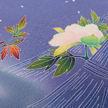 ＜リユースとヴィンテージ＞清染居 上野街子 九寸名古屋帯 「冬牡丹と雪の図」 藤鼠色（灰紫系）＜即日発送可＞の画像