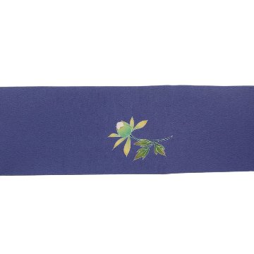 ＜リユースとヴィンテージ＞清染居 上野街子 九寸名古屋帯 「冬牡丹と雪の図」 藤鼠色（灰紫系）＜即日発送可＞の画像