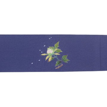 ＜リユースとヴィンテージ＞清染居 上野街子 九寸名古屋帯 「冬牡丹と雪の図」 藤鼠色（灰紫系）＜即日発送可＞の画像