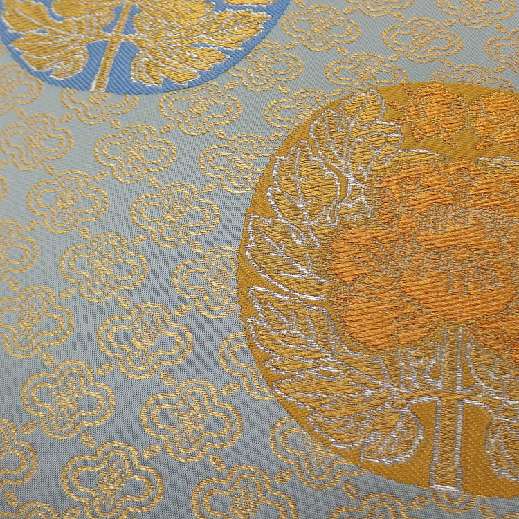 ＜リユースとヴィンテージ＞龍村晋 袋帯「近衛富貴文錦」灰×金糸＜即日発送可＞の画像