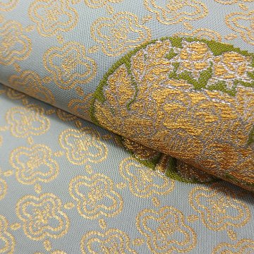 ＜リユースとヴィンテージ＞龍村晋 袋帯「近衛富貴文錦」灰×金糸＜即日発送可＞の画像