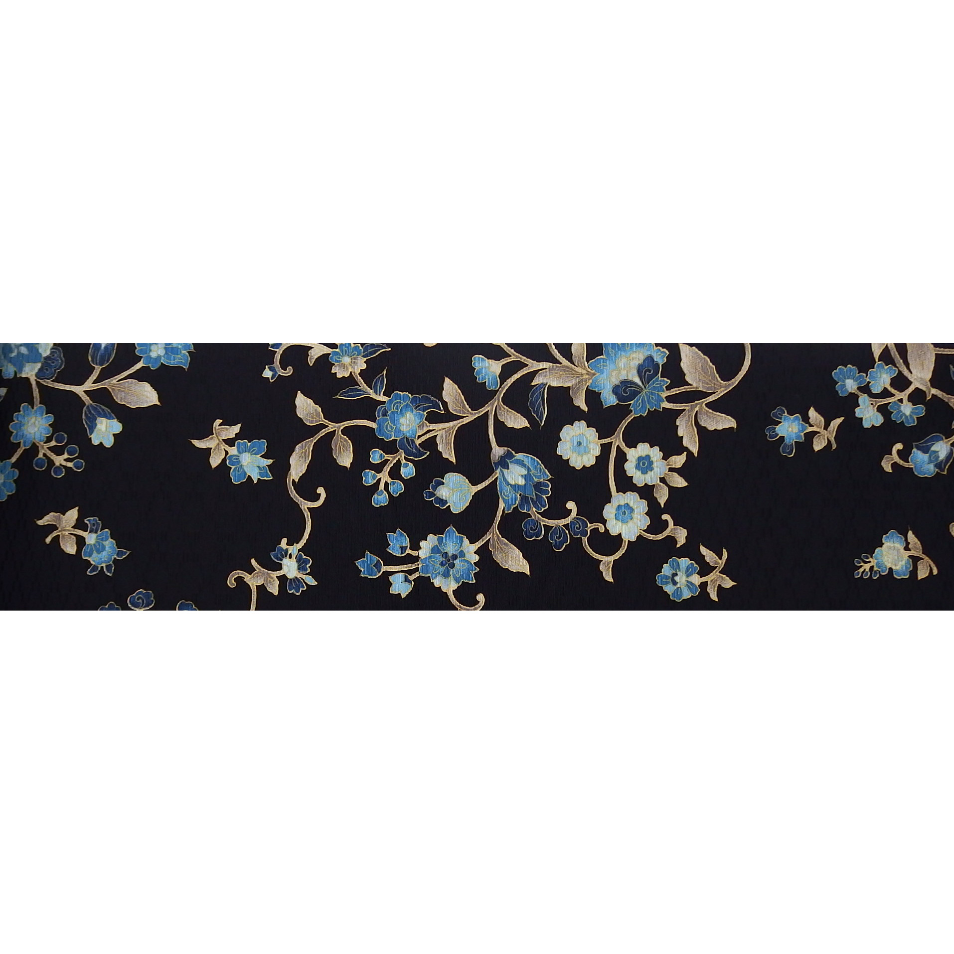 お仕立て代込＞岡重「更紗×博多織」八寸名古屋帯 染め帯 黒と瑠璃紺