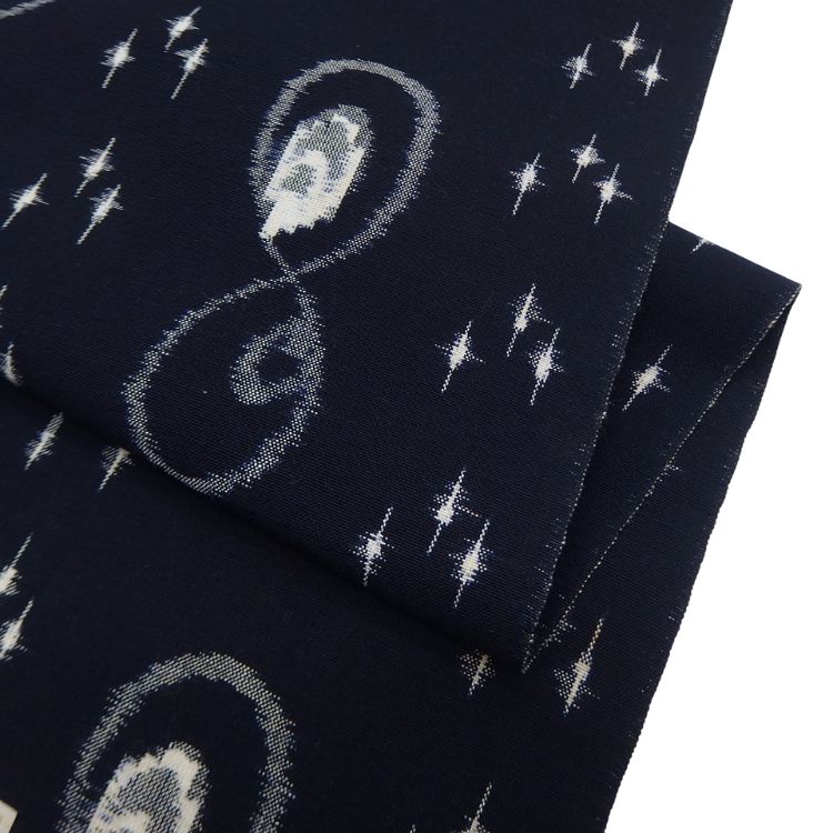 ＜お仕立て代込＞山村衛「本場手織（伝統的工芸品）久留米絣」着尺 濃紺の画像