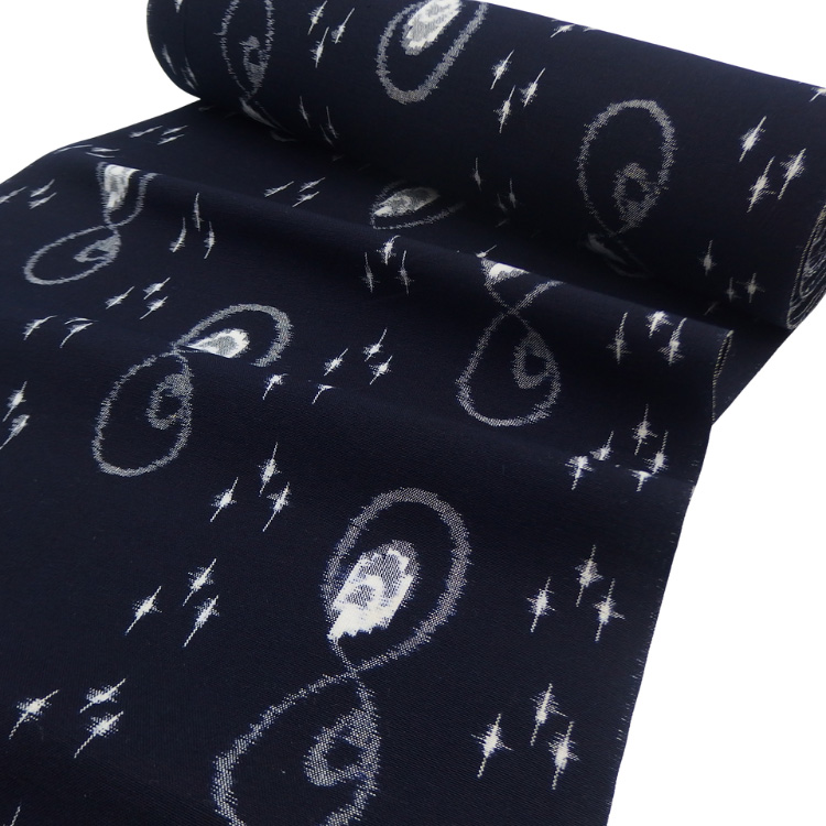 山村衛「本場手織（伝統的工芸品）久留米絣」着尺 濃紺＜お仕立て代込