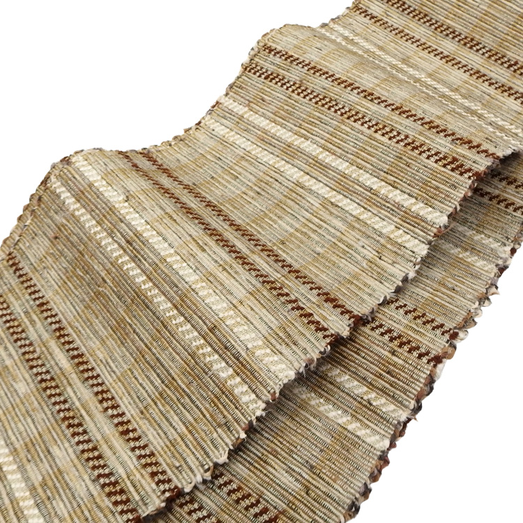 小林純子 「裂織布（さきおりふ）・仕立て上がり」 半幅帯 薄茶に濃茶の画像