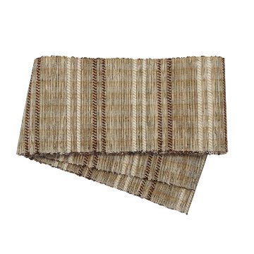 小林純子 「裂織布（さきおりふ）・仕立て上がり」 半幅帯 薄茶に濃茶の画像