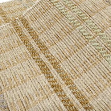 小林純子 「裂織布（さきおりふ）・仕立て上がり」 半幅帯 薄茶に白緑の画像