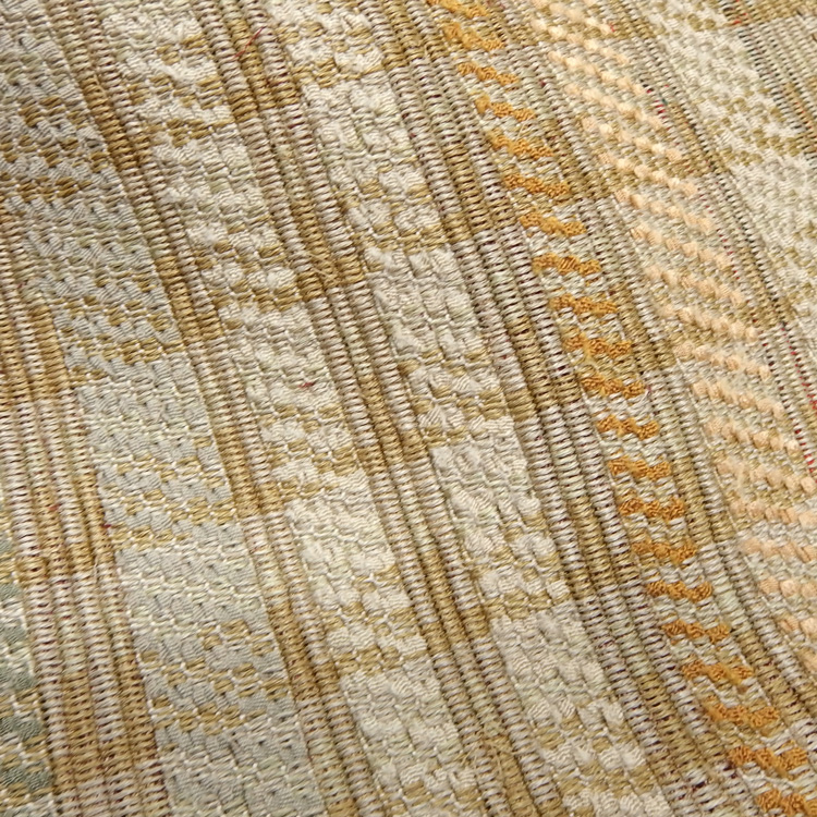 小林純子 「裂織布（さきおりふ）・仕立て上がり」 半幅帯 灰黄緑に橙