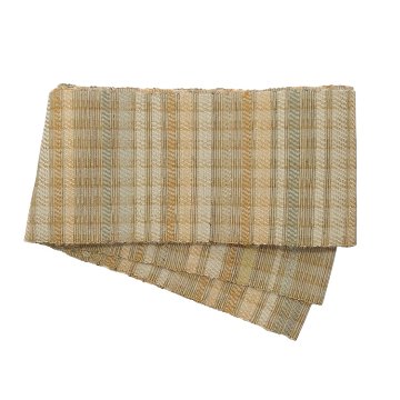 小林純子 「裂織布（さきおりふ）・仕立て上がり」 半幅帯 灰黄緑に橙の画像