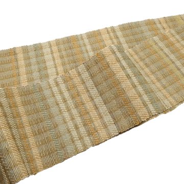 小林純子 「裂織布（さきおりふ）・仕立て上がり」 半幅帯 灰黄緑に橙の画像