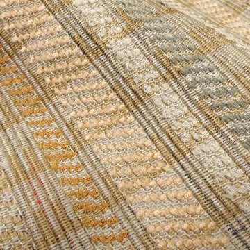 小林純子 「裂織布（さきおりふ）・仕立て上がり」 半幅帯 灰黄緑に橙の画像