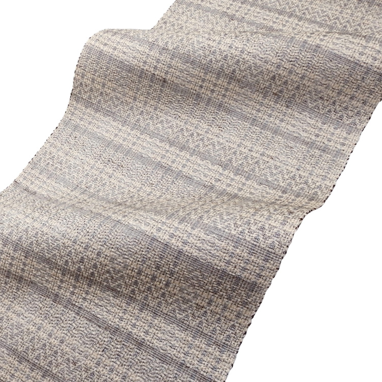 お仕立て代込＞小林純子 「裂織布（さきおりふ）」 八寸名古屋帯 灰青