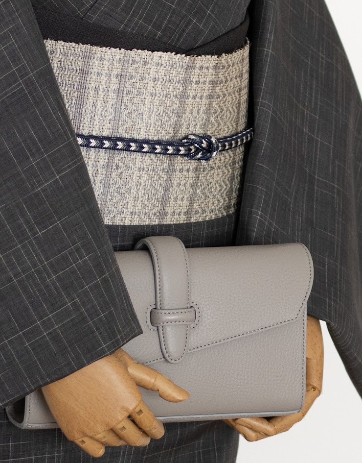 ＜お仕立て代込＞小林純子 「裂織布（さきおりふ）」 八寸名古屋帯 灰青の画像