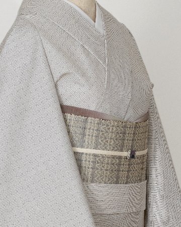 小林純子 「裂織布（さきおりふ）」 八寸名古屋帯 灰青＜お仕立て代込＞の画像