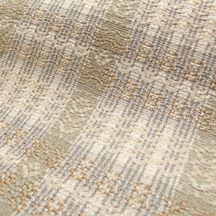 お仕立て代込＞小林純子 「裂織布（さきおりふ）」 八寸名古屋帯 灰黄