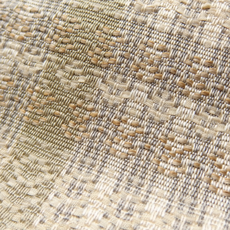 お仕立て代込＞小林純子 「裂織布（さきおりふ）」 八寸名古屋帯 灰黄