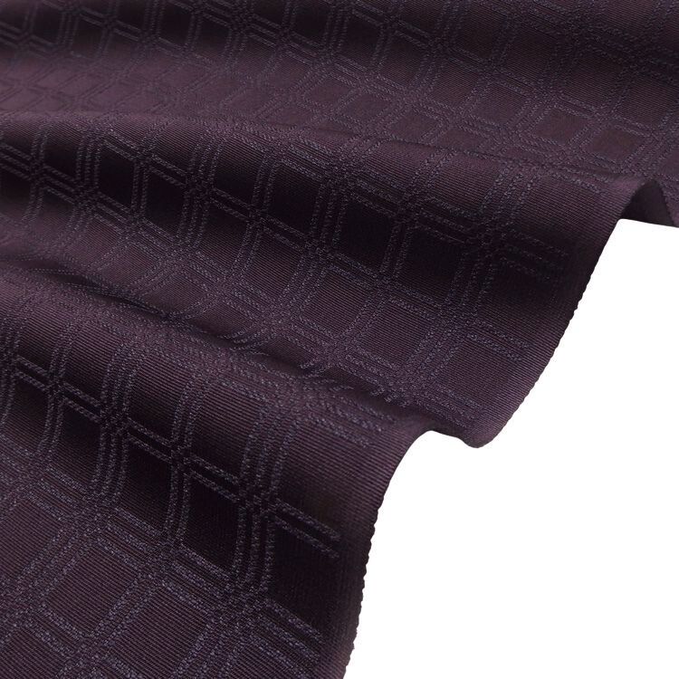 ＜お仕立て代込＞京都丹後の機屋×千成堂着物店 「野蚕白着尺 吉野格子文」葡萄染（紫系）（色無地）の画像