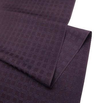＜お仕立て代込＞京都丹後の機屋×千成堂着物店 「野蚕白着尺 吉野格子文」葡萄染（紫系）（色無地）の画像