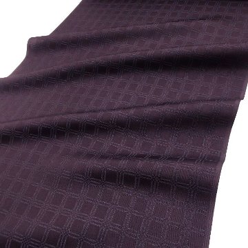 ＜お仕立て代込＞京都丹後の機屋×千成堂着物店 「野蚕白着尺 吉野格子文」葡萄染（紫系）（色無地）の画像