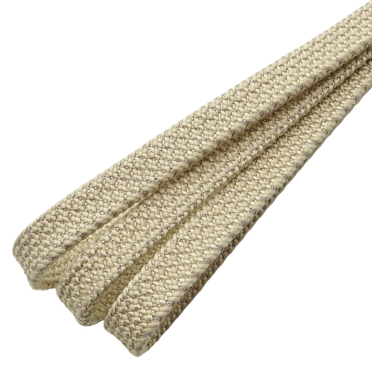 衿秀 帯締め 三分紐 角朝組 銀糸鹿の子 淡黄＜即日発送可＞の画像