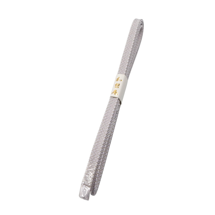 衿秀 帯締め 三分紐 角朝組 銀糸鹿の子 桜鼠＜即日発送可＞の画像