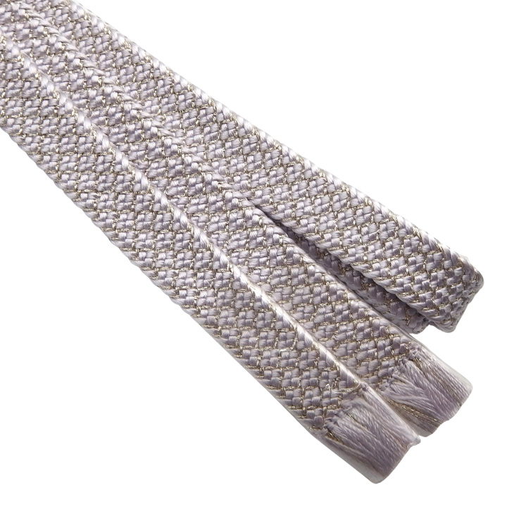 衿秀 帯締め 三分紐 角朝組 銀糸鹿の子 桜鼠＜即日発送可＞の画像