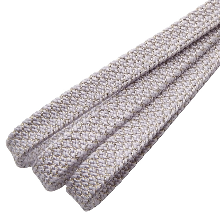 衿秀 帯締め 三分紐 角朝組 銀糸鹿の子 桜鼠＜即日発送可＞の画像