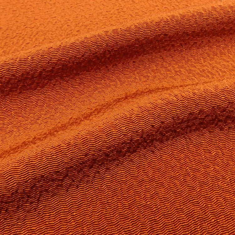 千成堂着物店 一点もの帯揚げ 「赤茶（オレンジ・だいだい系） × うずらちりめん（鶉縮緬）」＜即日発送可＞ の画像