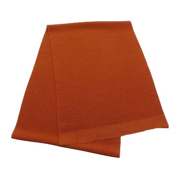 千成堂着物店 一点もの帯揚げ 「赤茶（オレンジ・だいだい系） × うずらちりめん（鶉縮緬）」＜即日発送可＞ の画像