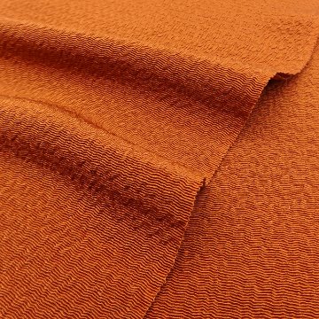 千成堂着物店 一点もの帯揚げ 「赤茶（オレンジ・だいだい系） × うずらちりめん（鶉縮緬）」＜即日発送可＞ の画像