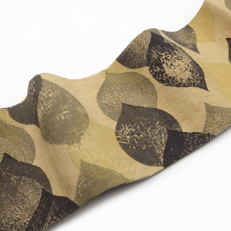 ＜お仕立て上がり＞向井詩織 「No.644」小千谷紬 半幅帯 千成堂別注 染め帯 榛色(黄色みの薄茶系)の画像