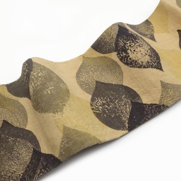 ＜お仕立て上がり＞向井詩織 「No.644」小千谷紬 半幅帯 千成堂別注 染め帯 榛色(黄色みの薄茶系)の画像