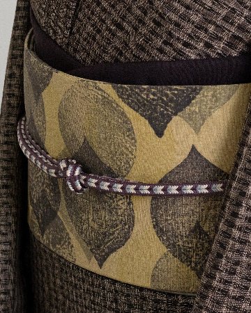 ＜お仕立て上がり＞向井詩織 「No.644」小千谷紬 半幅帯 千成堂別注 染め帯 榛色(黄色みの薄茶系)の画像