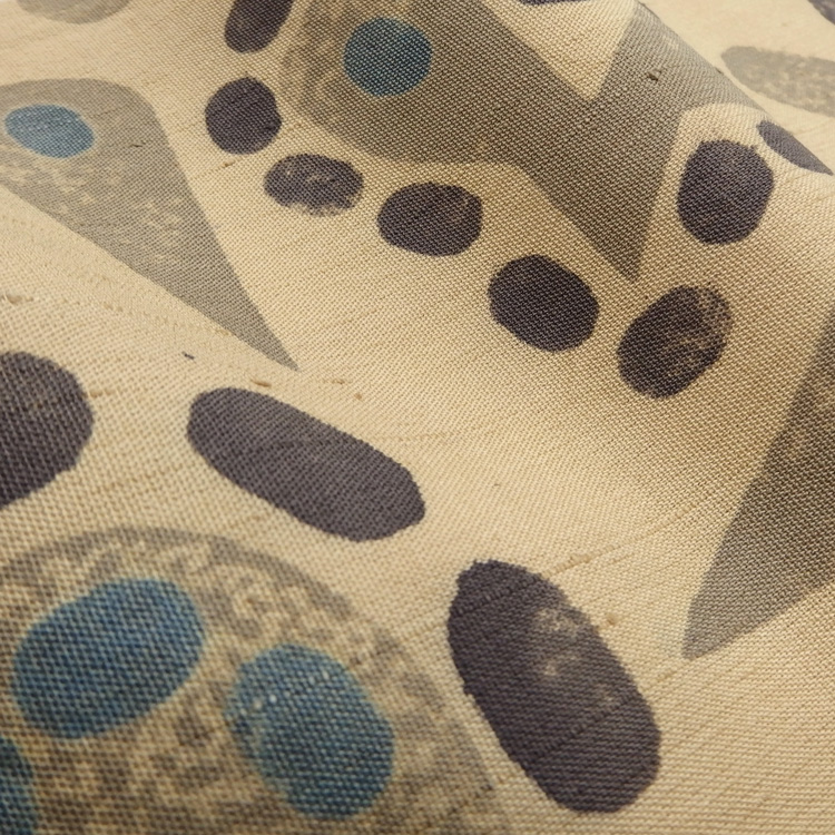 ＜お仕立て上がり＞向井詩織 「No.645」夏結城紬 半幅帯 千成堂別注 染め帯 生成色に薄藍色（ベージュ系）の画像