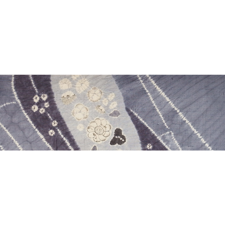 ＜お仕立て代込＞しょうざん「辻が花文×生紬」名古屋帯 灰藤色（アッシュな紫系）染め帯の画像