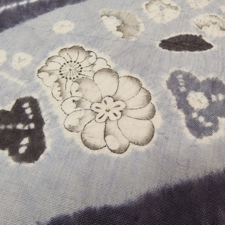 ＜お仕立て代込＞しょうざん「辻が花文×生紬」名古屋帯 灰藤色（アッシュな紫系）染め帯の画像