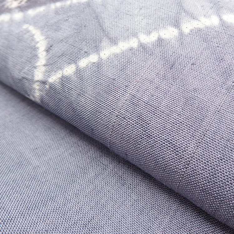 ＜お仕立て代込＞しょうざん「辻が花文×生紬」名古屋帯 灰藤色（アッシュな紫系）染め帯の画像