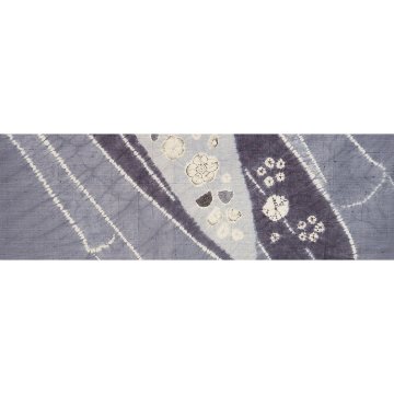 ＜お仕立て代込＞しょうざん「辻が花文×生紬」名古屋帯 灰藤色（アッシュな紫系）染め帯の画像