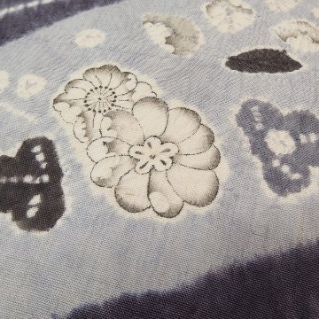 ＜お仕立て代込＞しょうざん「辻が花文×生紬」名古屋帯 灰藤色（アッシュな紫系）染め帯の画像