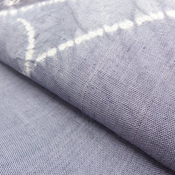 ＜お仕立て代込＞しょうざん「辻が花文×生紬」名古屋帯 灰藤色（アッシュな紫系）染め帯の画像