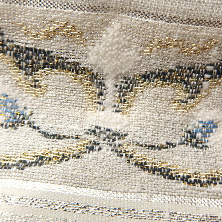 ＜お仕立て代込＞齋藤織物（さいとうおりもの）「垂飾横段唐草」名古屋帯 灰生成色の画像