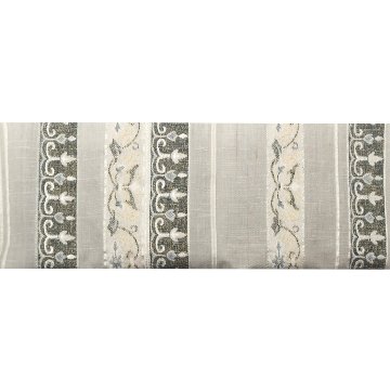 ＜お仕立て代込＞齋藤織物（さいとうおりもの）「垂飾横段唐草」名古屋帯 灰生成色の画像