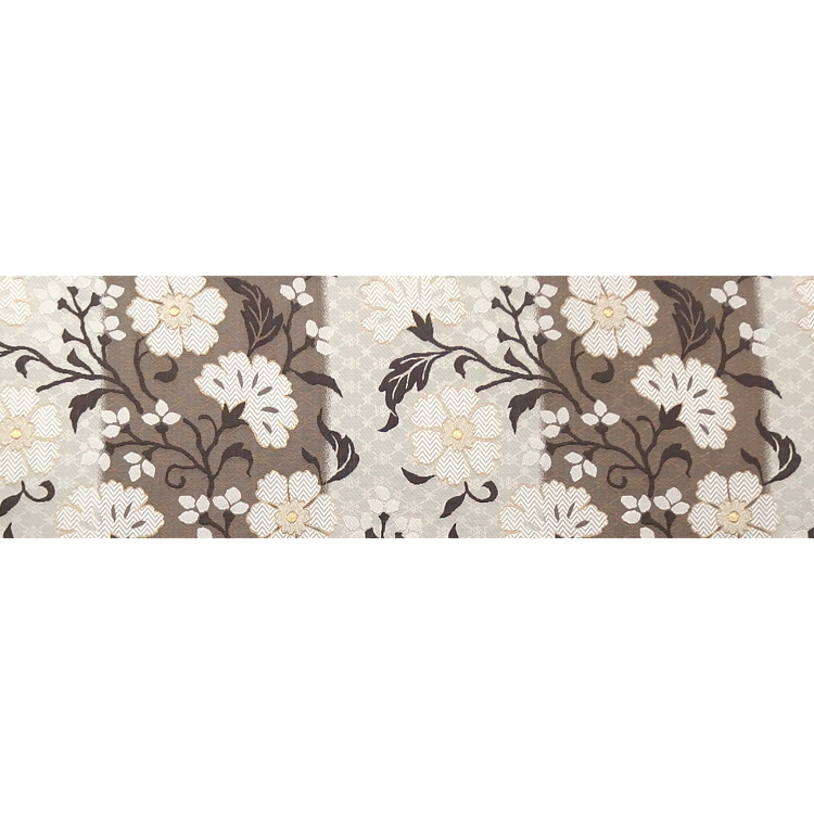 ＜お仕立て代込＞織楽浅野（しょくらくあさの）「トルコ花文」袋帯 生成と江戸鼠（灰茶系）の画像