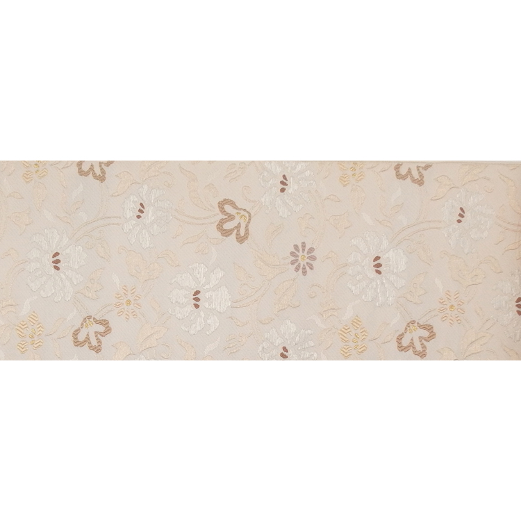 ＜お仕立て代込＞織楽浅野（しょくらくあさの）「唐草古渡文」九寸名古屋帯 象牙色（明るい灰みのベージュ系）の画像