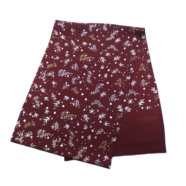 和小物さくら 帯揚げ 友禅三枚型 新・松竹梅散らし 葡萄色にシャンパンゴールド（黄色味の銀）＜即日発送可＞の画像