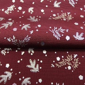 和小物さくら 帯揚げ 友禅三枚型 新・松竹梅散らし 葡萄色にシャンパンゴールド（黄色味の銀）＜即日発送可＞の画像